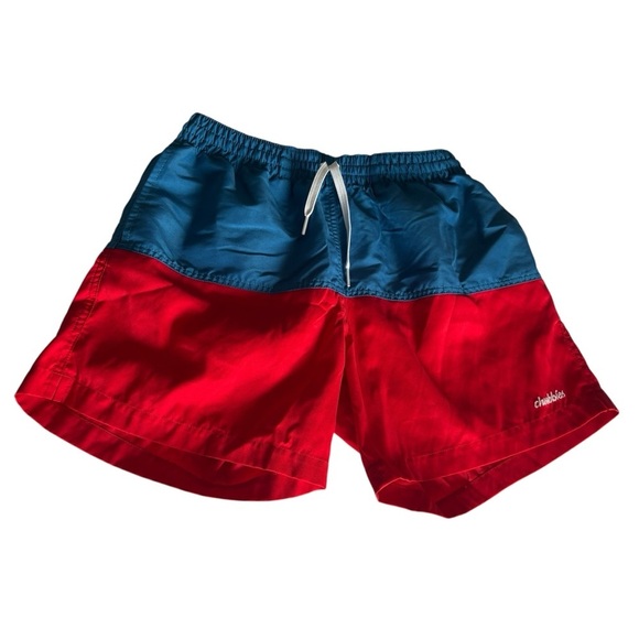 Chubbies Swim Trunks Mens Shorts Blue Red Colorblock Pool Beach Medium - Picture 1 of 7